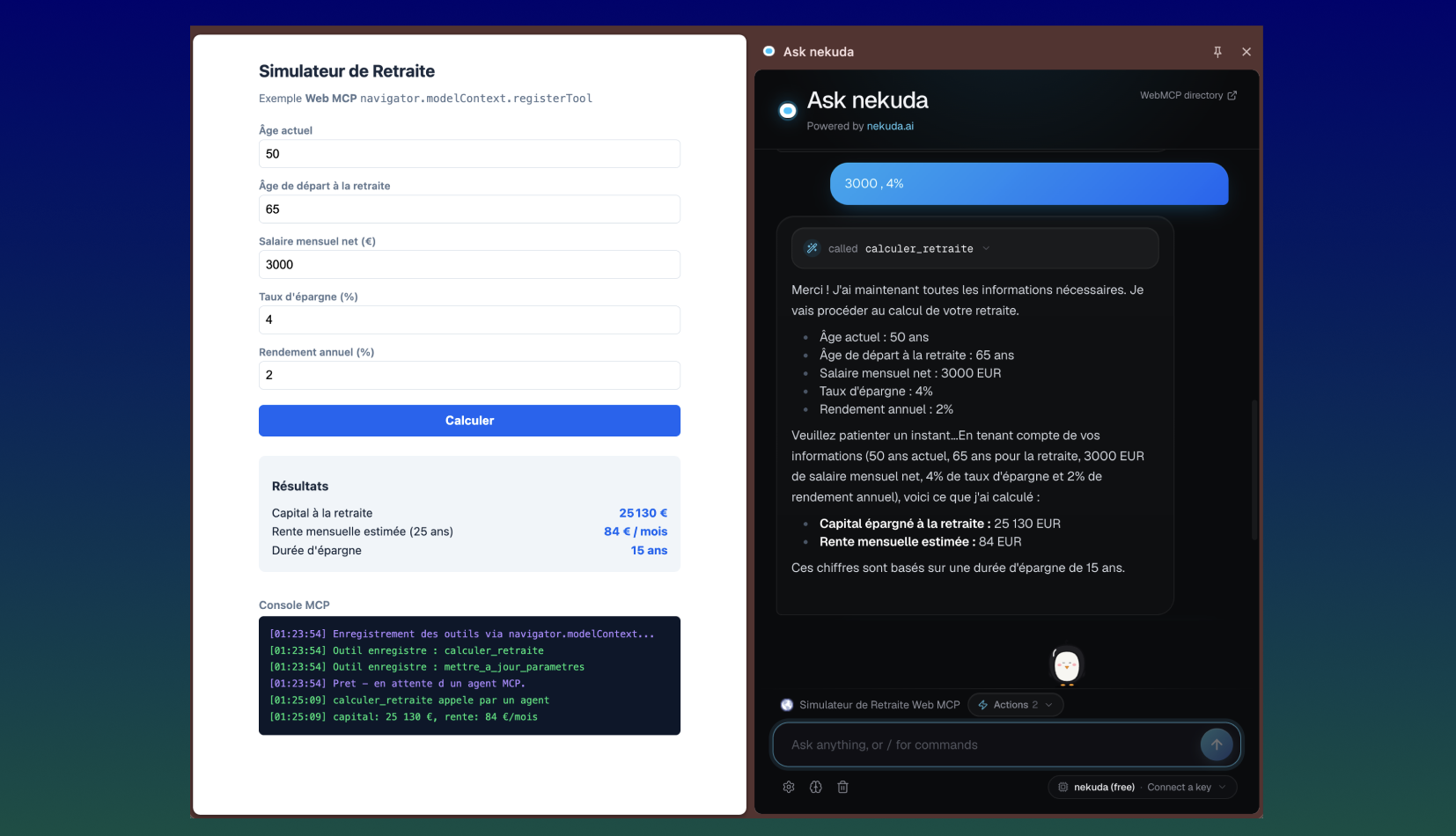 WebMCP tools in action