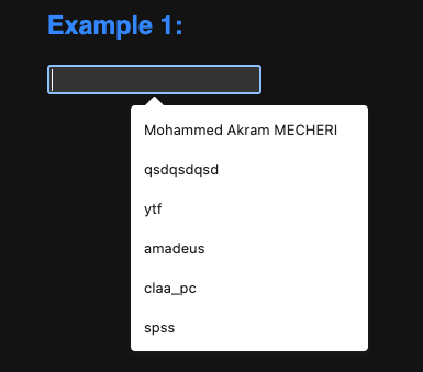 Input Autocomplete example